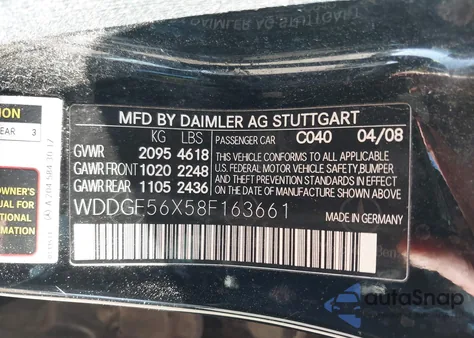 2008 Mercedes-Benz C 350 Sport из США, поврежденный, VIN WDDGF56X58F163661